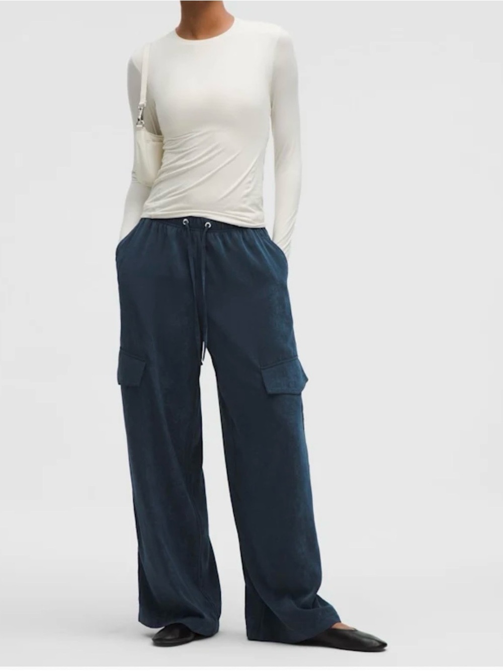 lululemon athletica Matte Satin Relaxed Fit Mid Rise Cargo Pant in True Navy